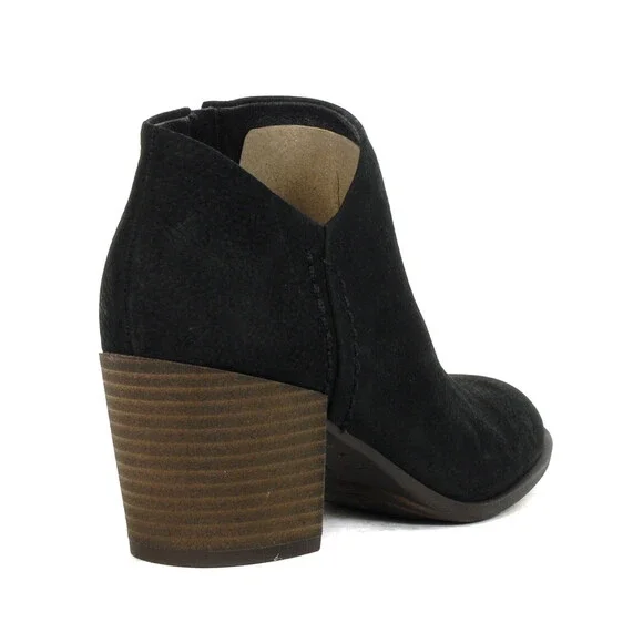 Lucky Brand Bellita Black Leather Heeled Booties - Picture 3 of 4